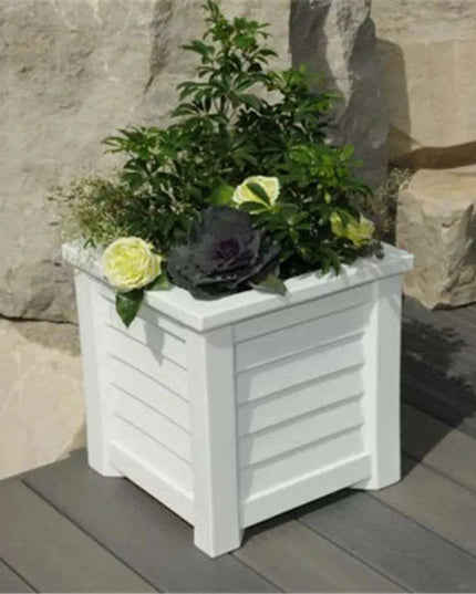 Coastal Elegance 16" Self-Watering Square Planter - Ideal for Outdoor Gardens