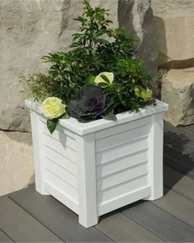 Coastal Elegance 16" Self-Watering Square Planter - Ideal for Outdoor Gardens