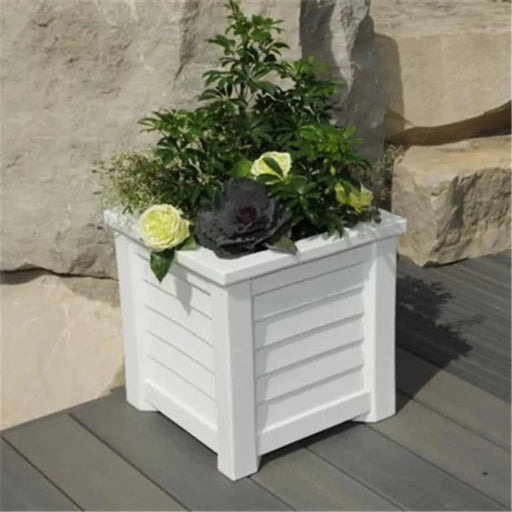 Coastal Charm Self-Watering Polyethylene Square Planter 16" - Weatherproof Outdoor