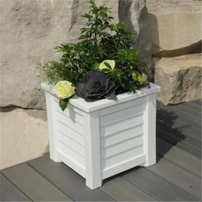 Coastal Charm Self-Watering Polyethylene Square Planter 16" - Weatherproof Outdoor