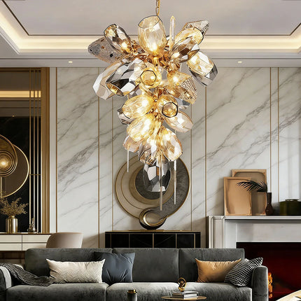 Modern Artistic Gold LED Glass Chandelier — Multi-Form, Custom Sizes