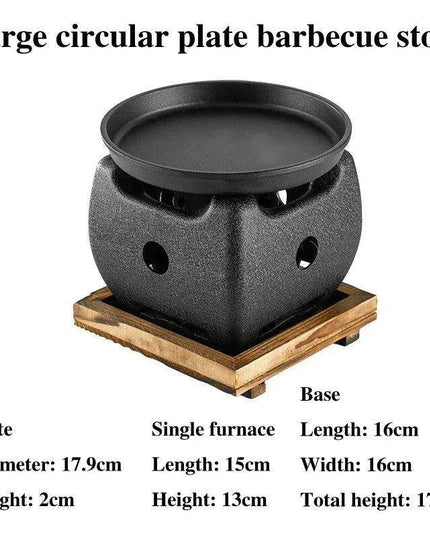 Japanese Charcoal Grill & Tea Infuser Set with Korean BBQ Plate - Ultimate Outdoor Cooking Delight
