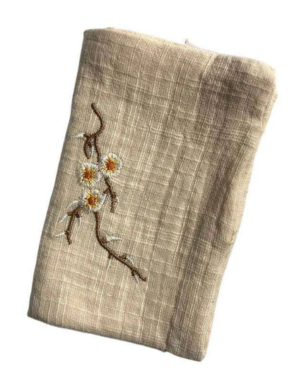 Elegant Japanese Matcha Tea Towel Set with Bamboo Whisk and Floral Design