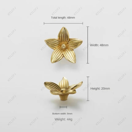 Luxury Pure Copper Floral Cabinet & Drawer Handle