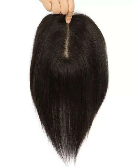 6x5 Inch Clip-In Real Hair Topper for Thinning Hair with Double Circle Base and 4 Secure Clips