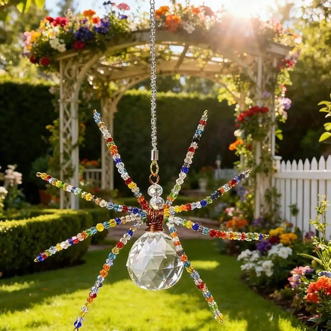 Handmade Beaded Spider Ornament Crystal Suncatcher Colorful Glass Bead