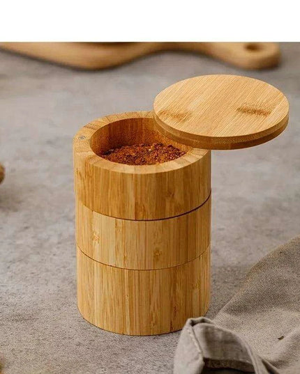 Sustainable Bamboo Spice Organizer with Measuring Spoon - Elegant Kitchen Storage Solution