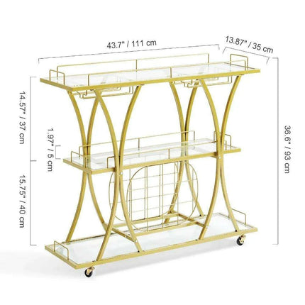 Elegant Vintage-Inspired Glass Wine Trolley