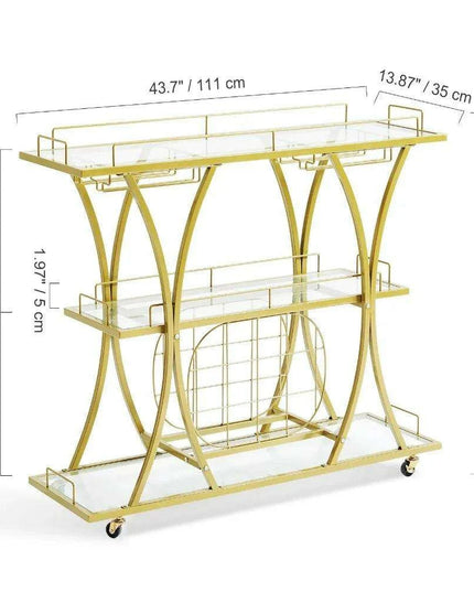 Elegant Vintage-Inspired Glass Wine Trolley