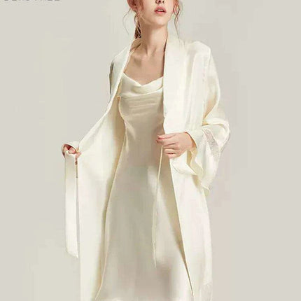 Silk Elegance Nightwear Set - Opulent Dress and Robe for Sophisticated Women