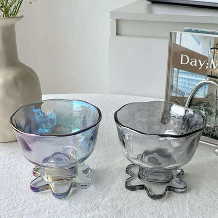 Elegant Floral Glass Dessert Bowl