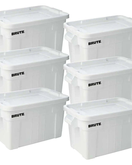 Set of 6 Heavy-Duty Gray Storage Bins with Lids for Versatile Organization and Moving Solutions