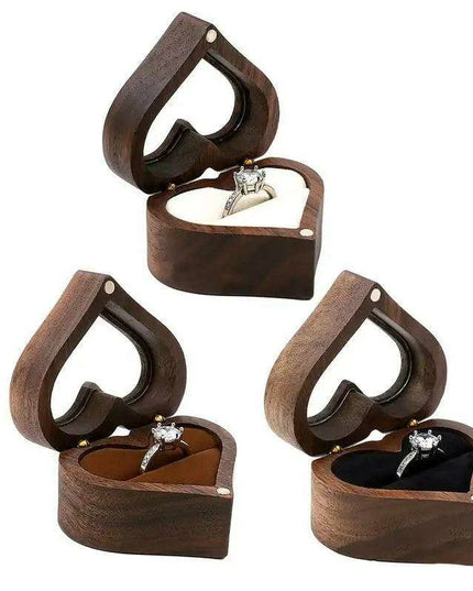 Elegant Heart-Shaped Walnut Jewelry Box - The Perfect Love Token for Special Moments