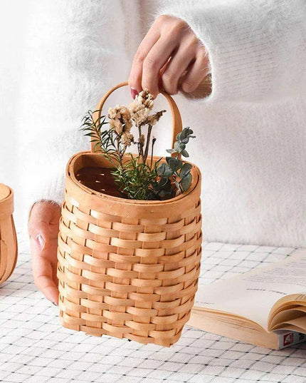 Woven Bamboo Wall Baskets for Elegant Plant and Flower Arrangement