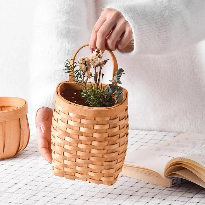 Woven Bamboo Wall Baskets for Elegant Plant and Flower Arrangement