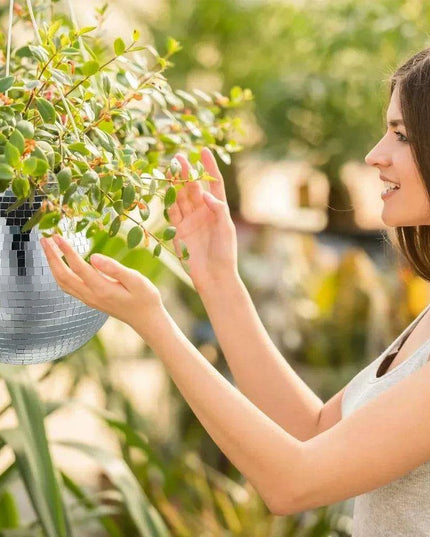 Hanging Mirror Disco Ball Planters Trio