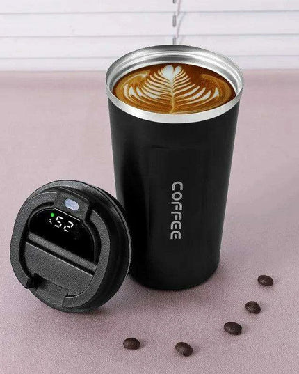 Smart Insulated Coffee Mug with LED Temperature Indicator - 380/510ml Stainless Steel Cup