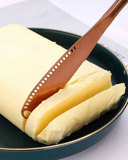 Colorful Stainless Steel Spreader Knife with Unique Hole Design - Effortless Butter and Cheese Application!