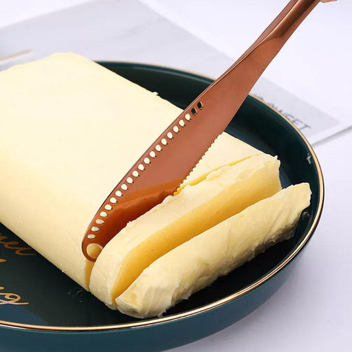 Colorful Stainless Steel Butter Knife with Unique Hole Design - Essential for Spreading Butter and Cheese