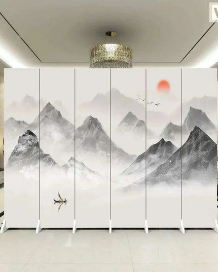 Versatile Mobile Folding Chinese Partition Screen for Hotels and Offices - Dual-Sided Conference Divider