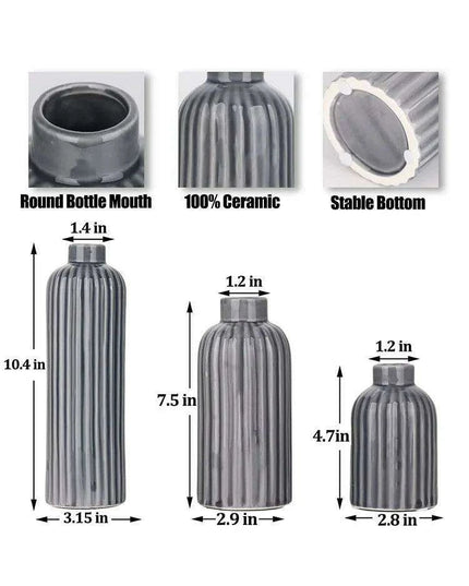 Elegant Blue Ceramic Vases Trio for Stylish Home Enhancement