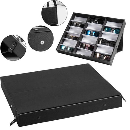 18-Slot Sunglasses & Eyewear Display Storage Box — Fabric Exterior with Soft Lining