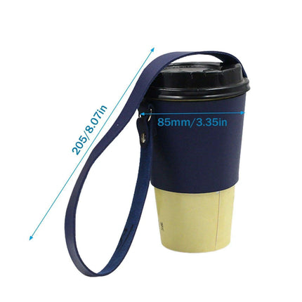 Leather Cup Holder with Strap - Stylish Drink Sleeve for Hot and Cold Drinks