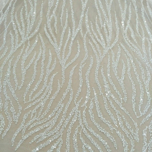 Luxurious Beaded Sequin Lace Fabric for Wedding Dresses - 130cm Wide, Available by the Yard
