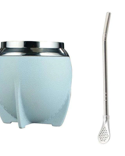Portable Stainless Steel Yerba Mate Cup & Insulated Water Bottle Set - 280ml Hydration Solution