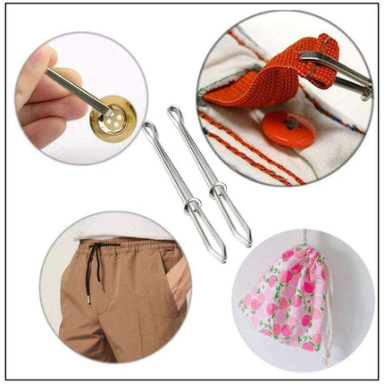 Sewing Revolution: Premium Stainless Steel Bodkin Threader with Elastic Clips