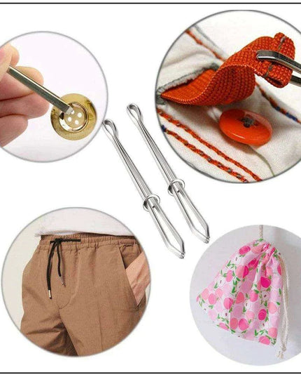 Sewing Revolution: Premium Stainless Steel Bodkin Threader with Elastic Clips
