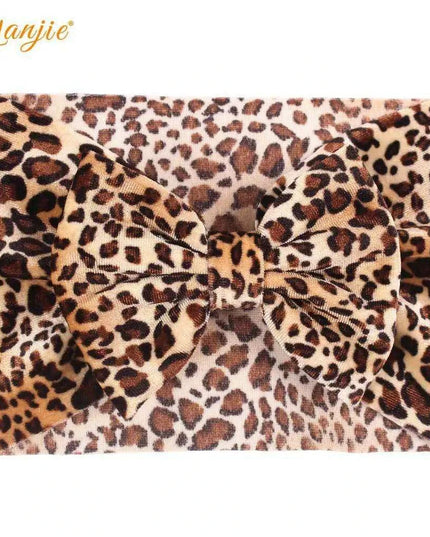 Leopard Print Velvet Headband and Hair Bow Set - Stylish Hair Accessories for Fashion-Forward Girls