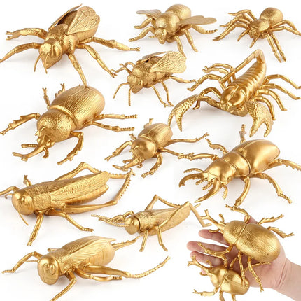 Realistic Mini Insect Figures — Simulated Beetle, Cricket & Bee Educational Models