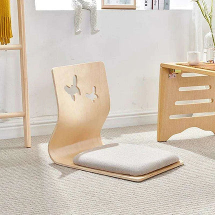 Japanese Minimalist Legless Floor Chair with Elegant Wooden Design - Ideal for Cozy Spaces