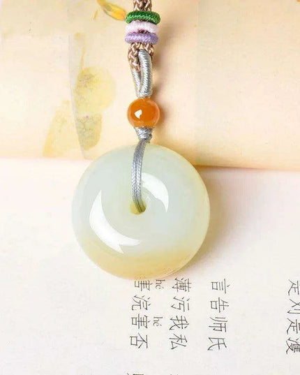 Natural Hetian Jade Hand-Carved Lucky Pendant Necklace