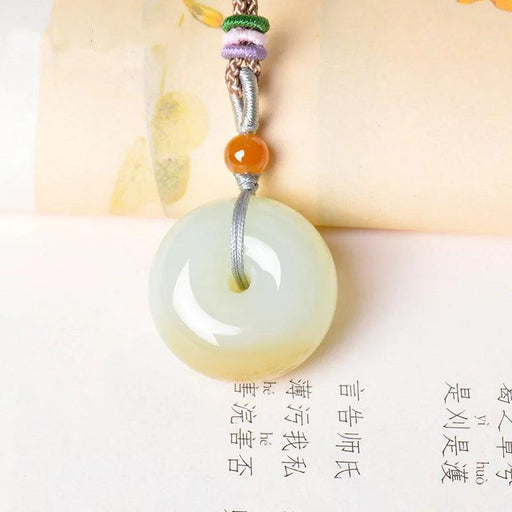 Natural Hetian Jade Hand-Carved Lucky Pendant Necklace