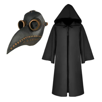 Medieval Plague Doctor Mask & Cloak Set — Adult & Kids Halloween Cosplay Costume