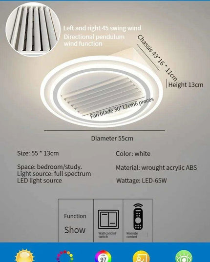 Sleek Bladeless Ceiling Fan with Integrated LED Lighting and Remote Control - Stylish Home Enhancement Solution