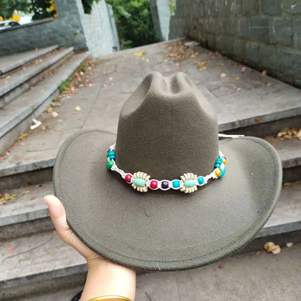 Stylish Handwoven Straw Cowboy Hat - Unisex Summer Sun Protection for 2023