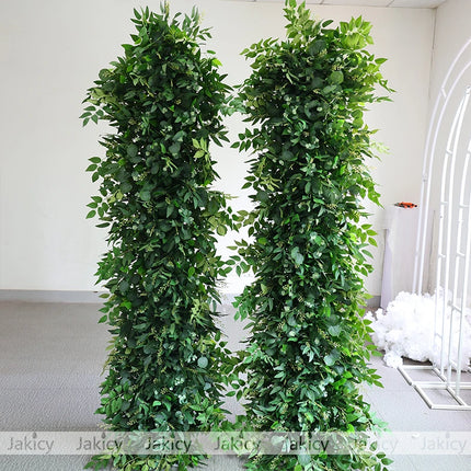 Artificial Flower Row Green Plant Leaf Wreath Table Flowers Strip Runn
