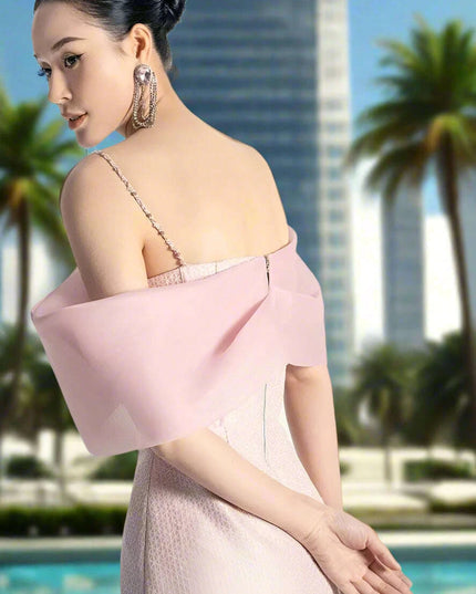 A-line Summer Mini Dress with Shawl & Zipper for Women's Evening