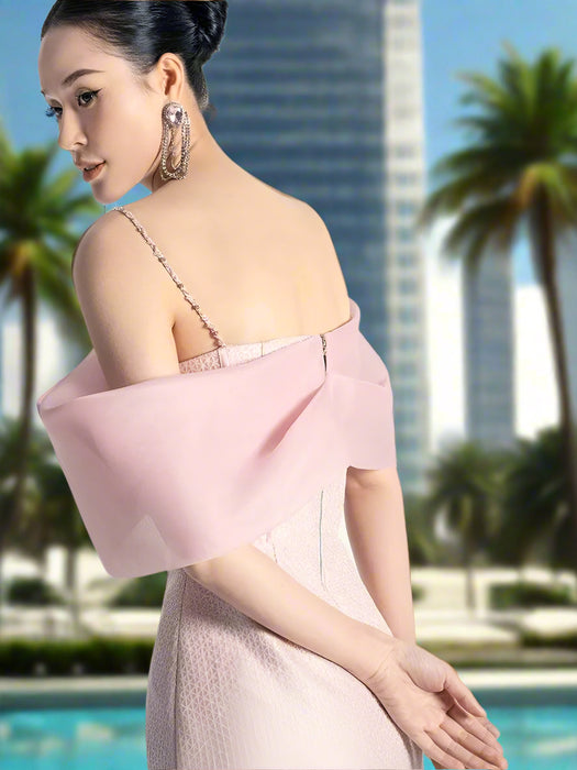 A-line Summer Mini Dress with Shawl & Zipper for Women's Evening