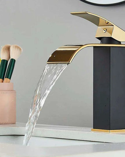 Modern Black Waterfall Faucet with Chrome Accents for Stylish Bathrooms