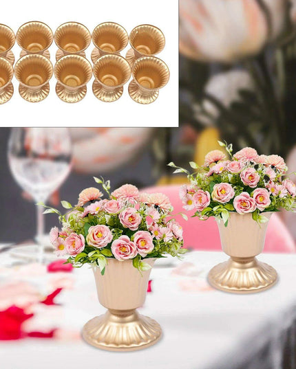 Elegant Golden Trumpet Vase Collection - Exquisite Floral Arrangement for Celebrations