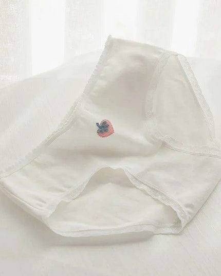 Charming Pink Strawberry Bow-Embellished Cotton Underwear for Women and Students