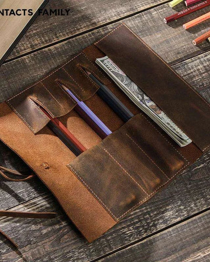 Luxury Leather Pen Organizer with Detachable Tray - Stylish Office & School Accessory