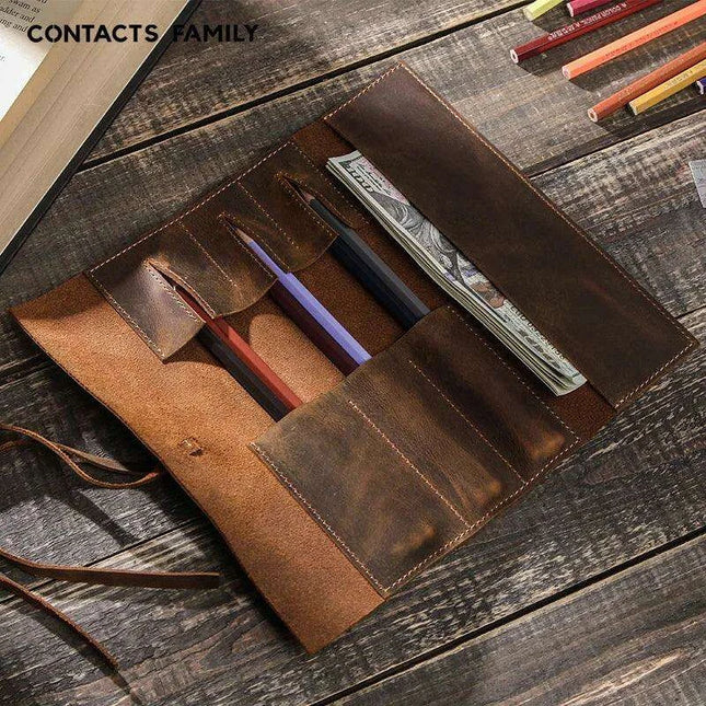 Luxury Leather Pen Organizer with Detachable Tray - Stylish Office & School Accessory
