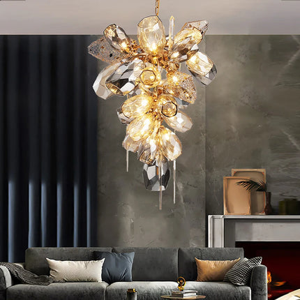 Modern Artistic Gold LED Glass Chandelier — Multi-Form, Custom Sizes