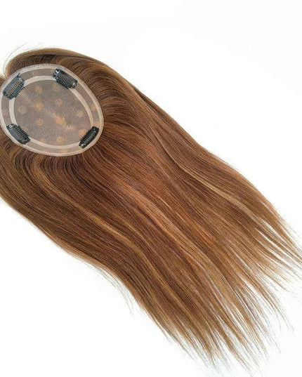 6x5 Inch Clip-In Real Hair Topper for Thinning Hair with Double Circle Base and 4 Secure Clips