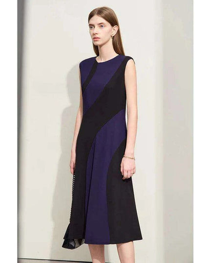 Summer Sleeveless A-line Midi Dress - Slim Fit Office Essential for Women